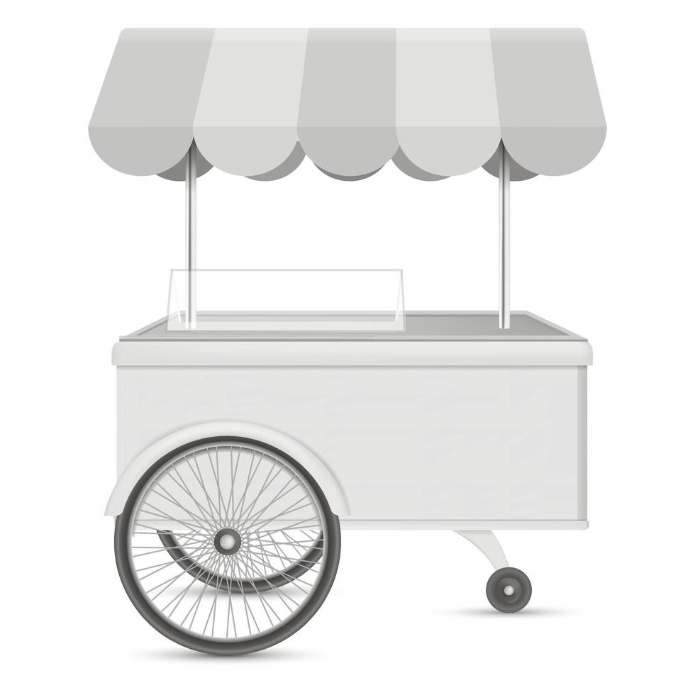 Wheel kiosk mockup, realistic style vector