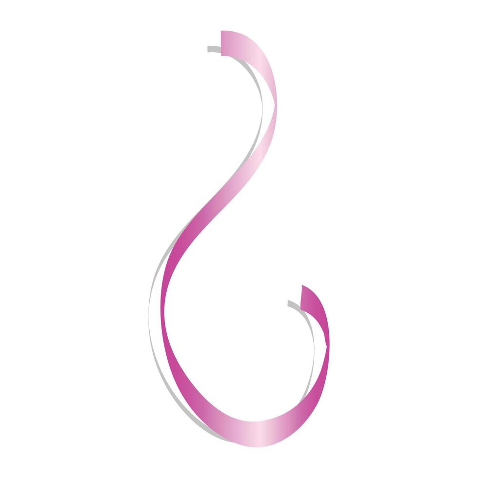 Curl pink ribbon mockup, realistic style vector