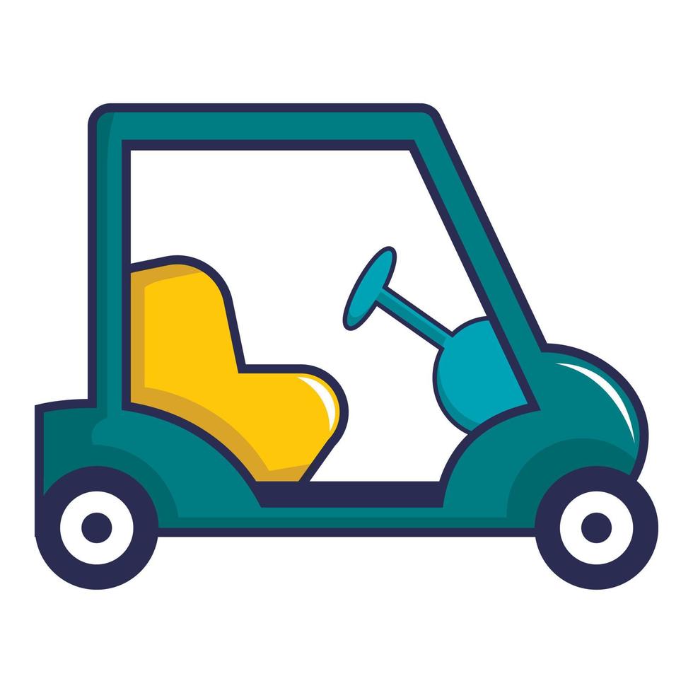 Blue golf cart icon, cartoon style vector