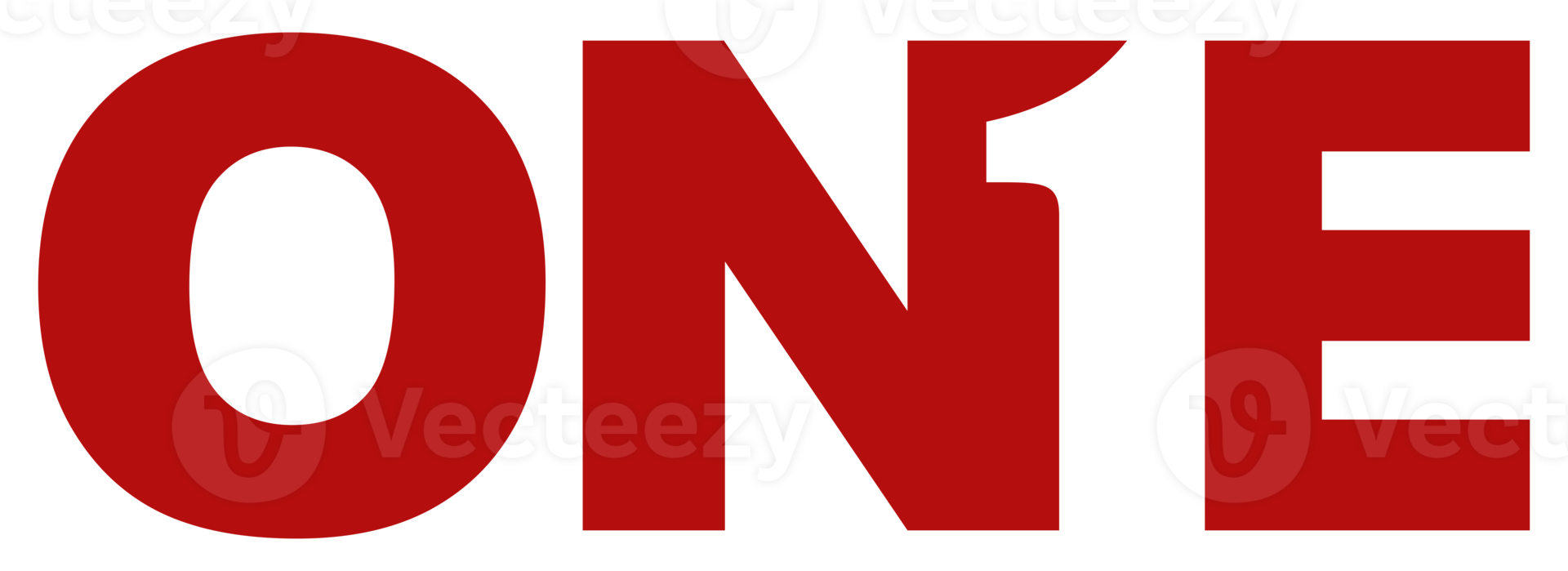 'ONE' Expression Lettering Illustration for Logo, Art Illustration, Pictogram, Apps, Website or Graphic Design Element. Format PNG