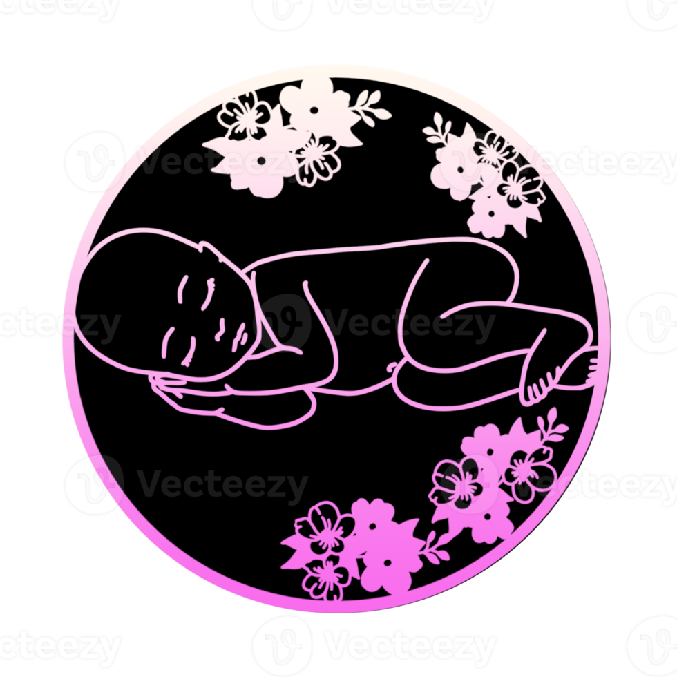 bebê dormindo, ícone do círculo. aniversário, chá de bebê, modelo de férias. png