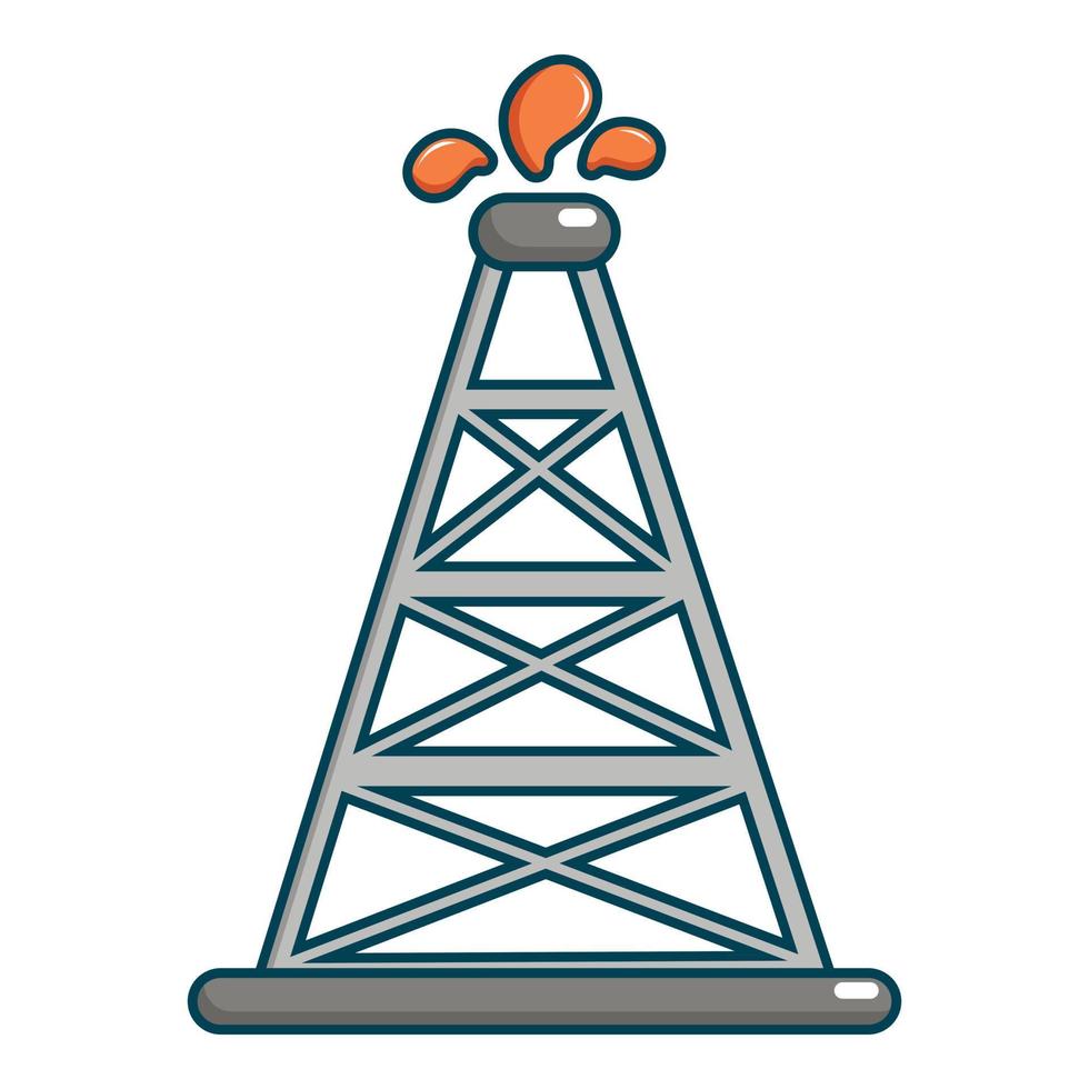 Oil rig icon, cartoon style vector