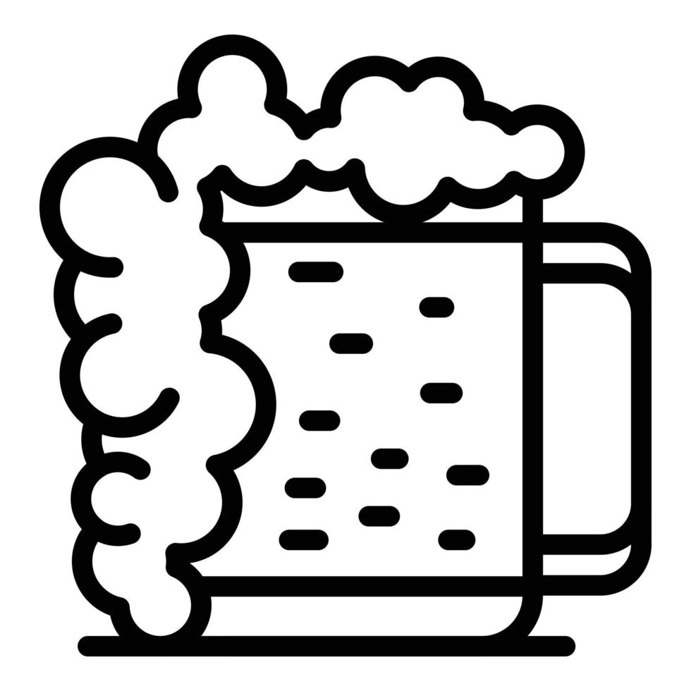 vector de contorno de icono de taza de cerveza completa. proceso de cervecería