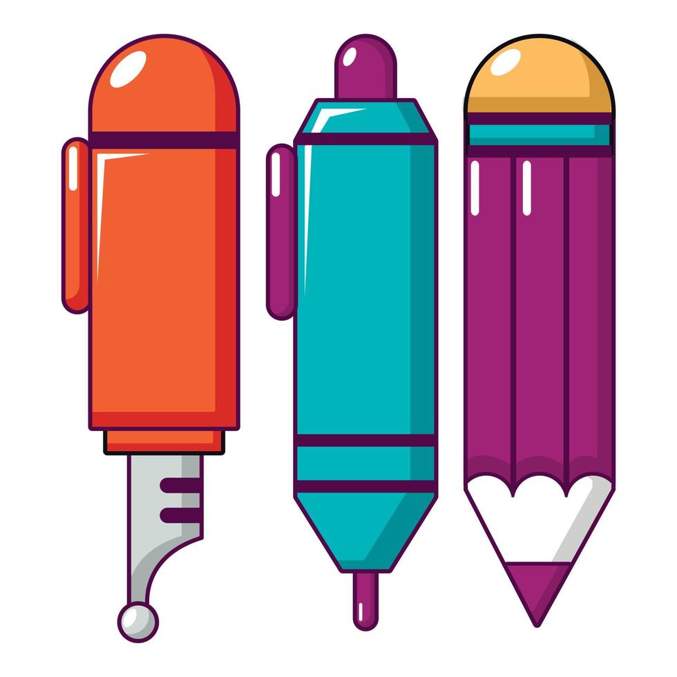 Pencil set icon, cartoon style vector