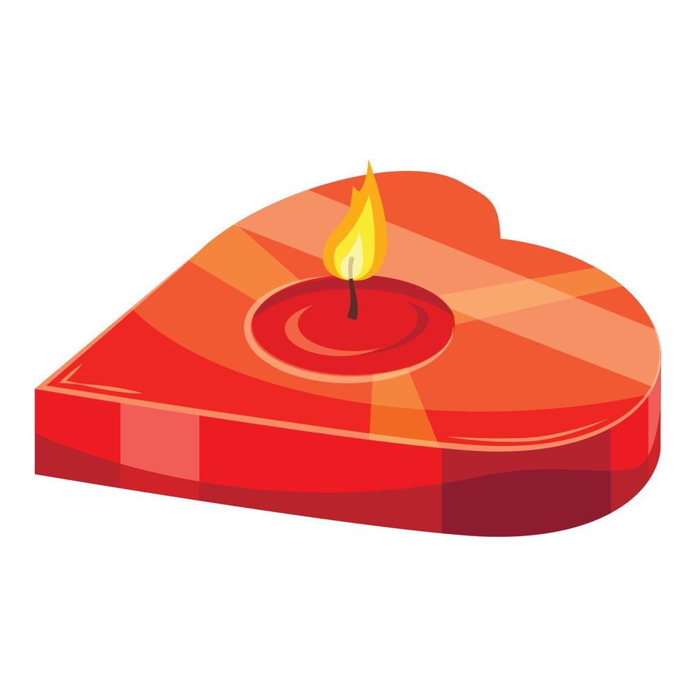 Heart shaped candle icon, cartoon style vector