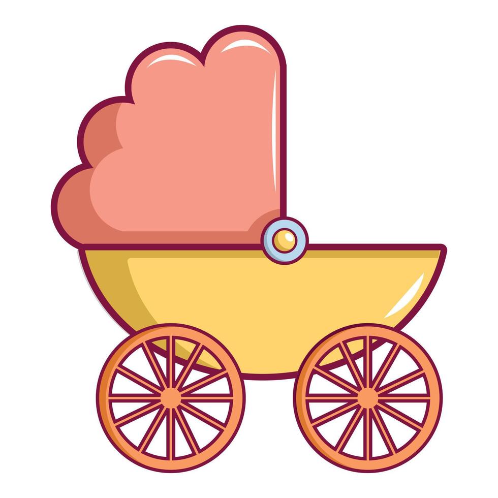 icono de carro de bebé, estilo de dibujos animados vector