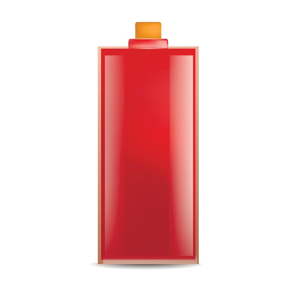 Red glass bottle mockup, realistic style vector