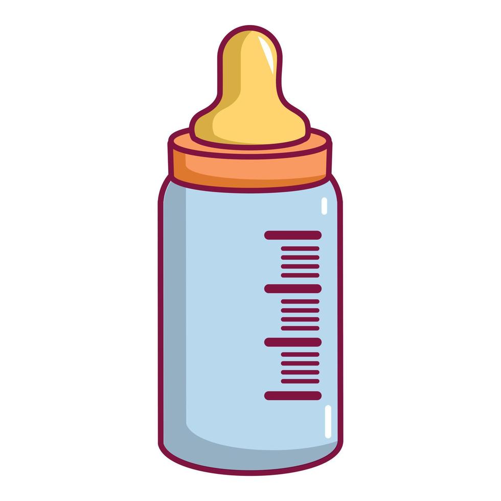 Baby bottle with nipple icon, cartoon style vector