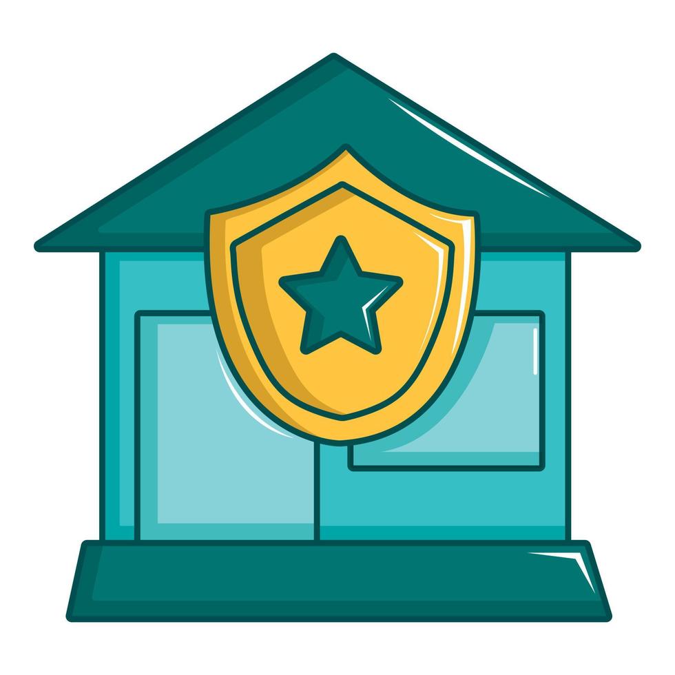 Protected home icon, cartoon style vector