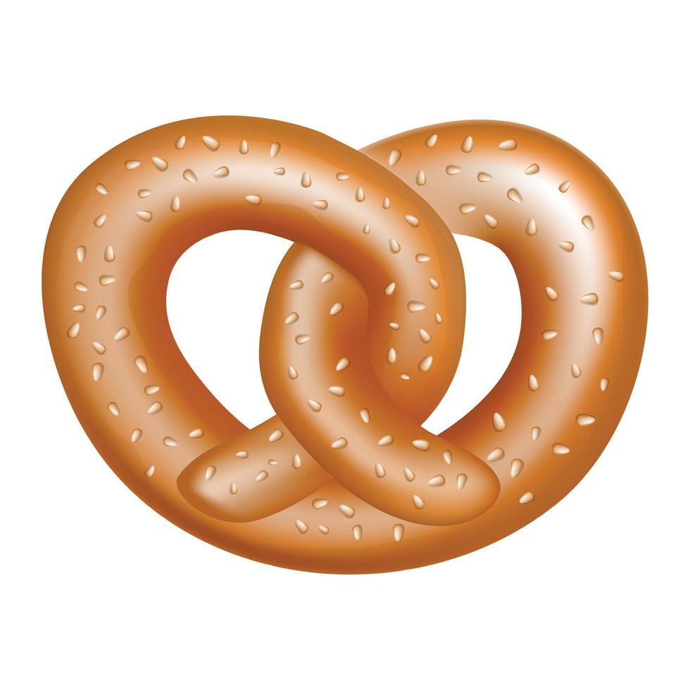 Salt pretzel icon, realistic style vector