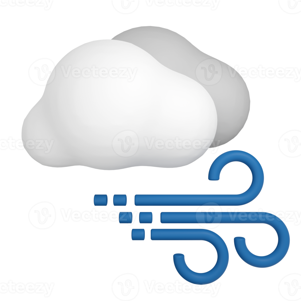 ventoso e nuvoloso. 3d tempo metereologico resa. png