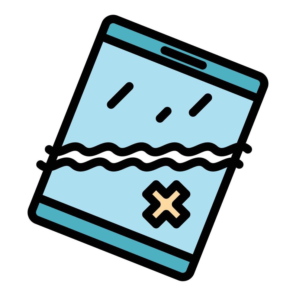 Cracked tablet icon color outline vector