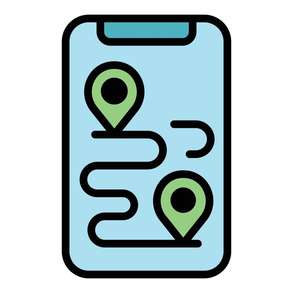 Running smartphone route icon color outline vector