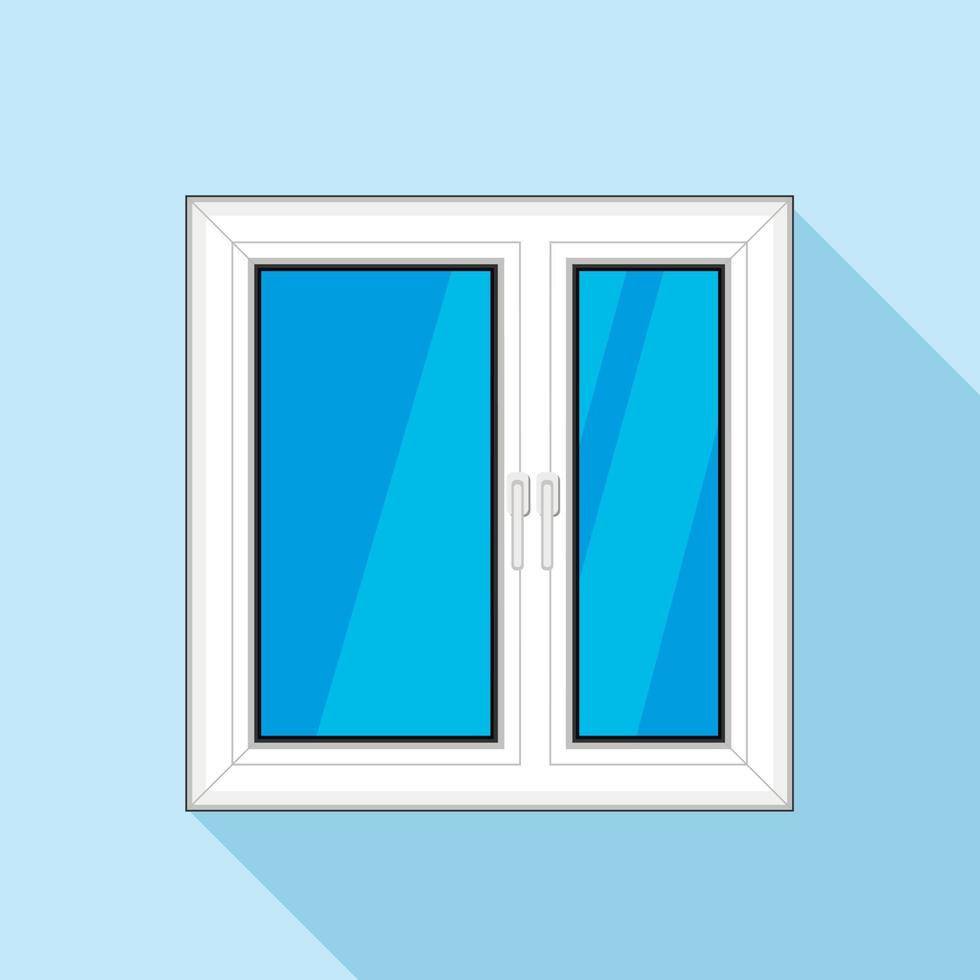 White plastic window with glass icon, flat style vector