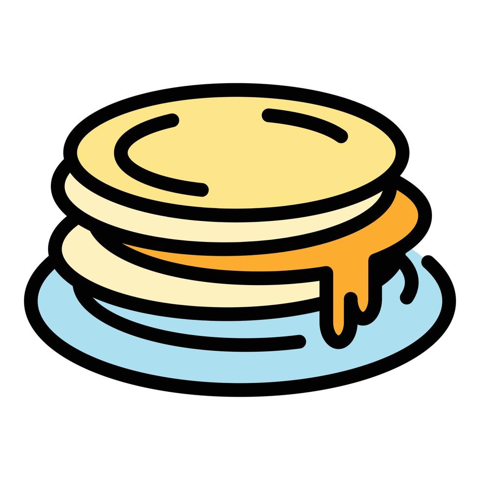 Lunch pancakes icon color outline vector