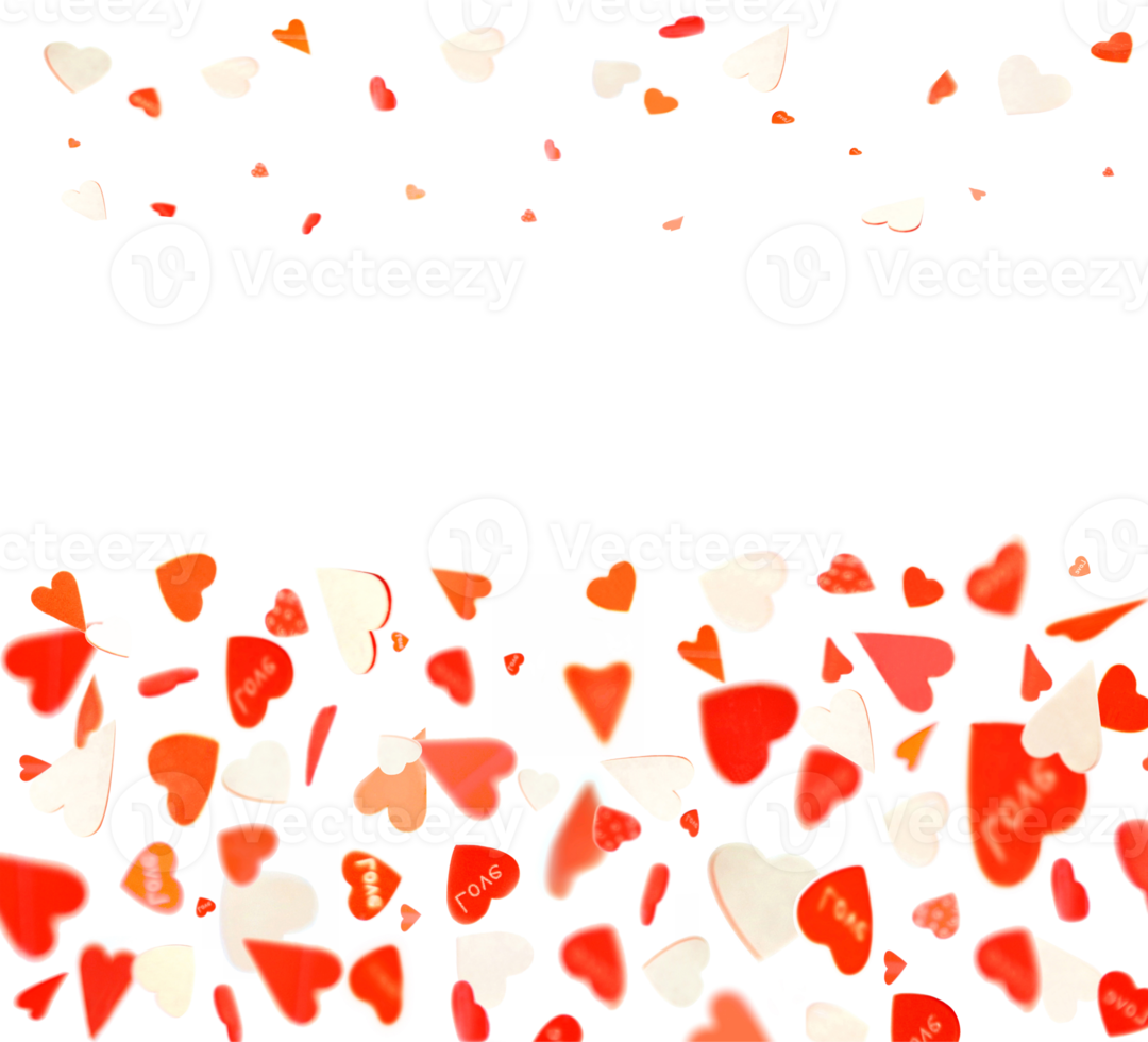 corazones que vuelan giran en el aire para el diseño de San Valentín. fondo del día de san valentín en archivo png transparente