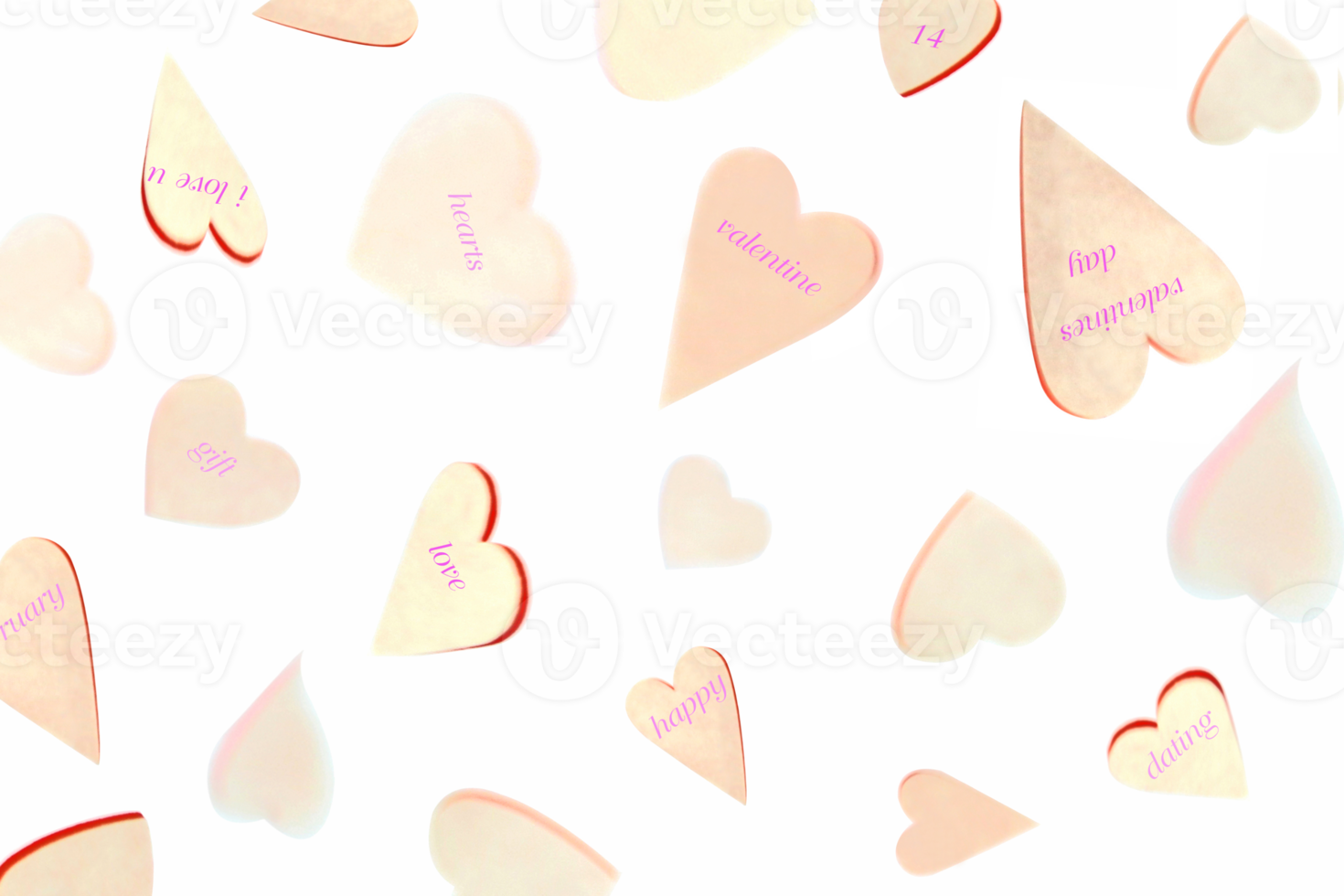 hearts flying whirl in the air for valentines design . valentine's day background on transparent png file
