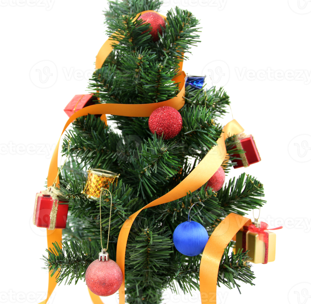 Decorated Christmas tree for new year isolated on transparent background png file