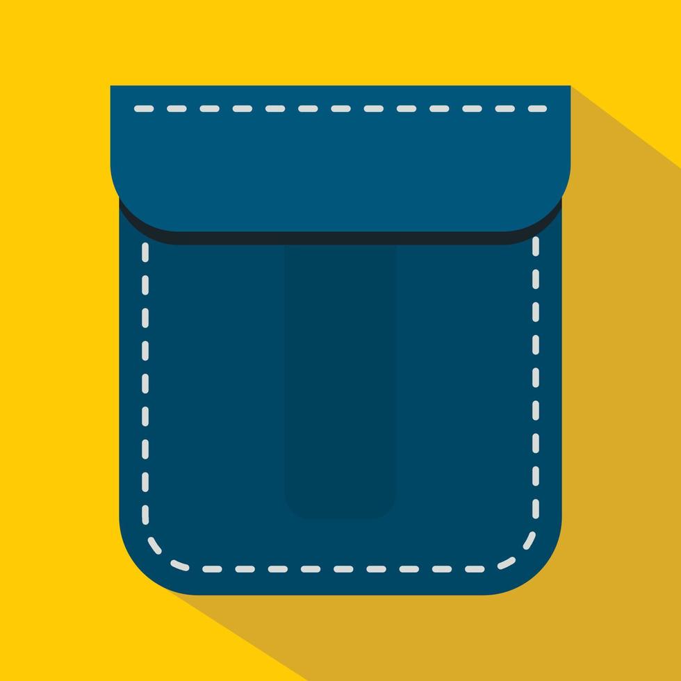 Blue pocket icon, flat style vector