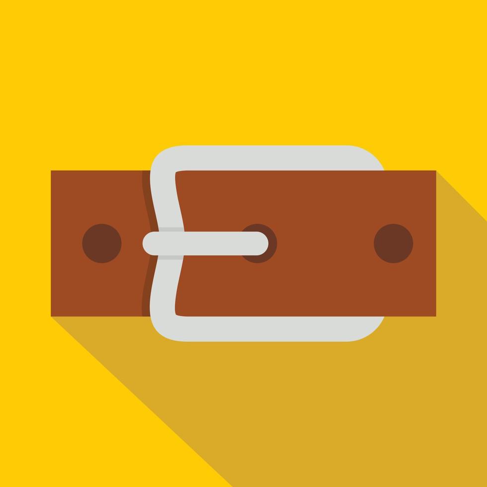Leather belt with silver buckle icon, flat style vector