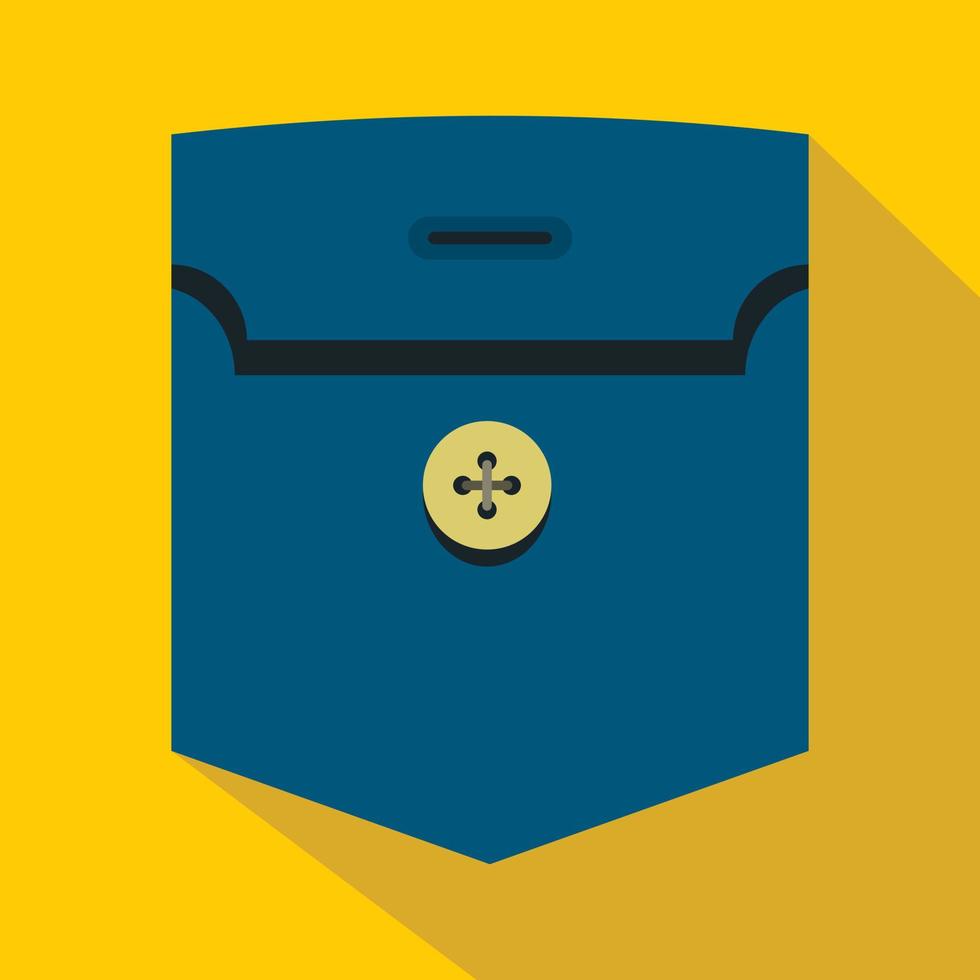 Pocket with button icon, flat style vector