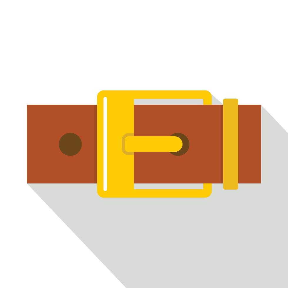 Belt with yellow square buckle icon, flat style vector