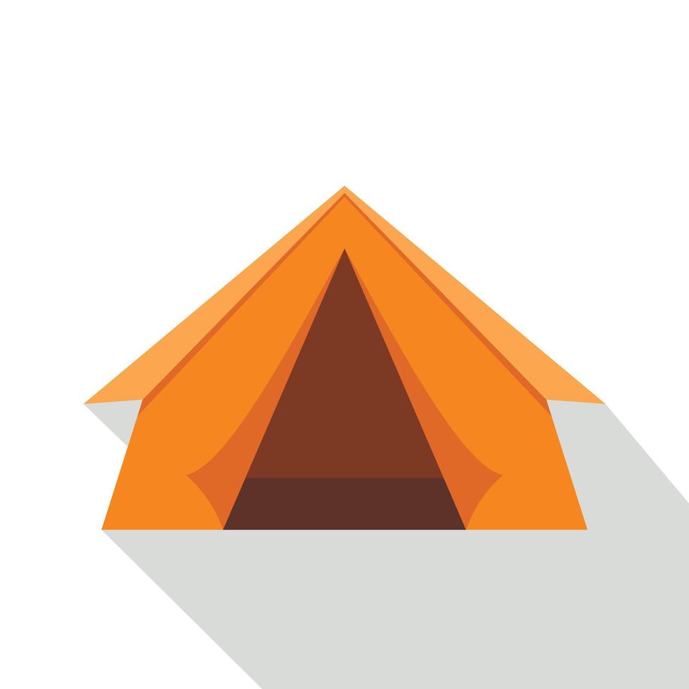 Orange touristic camping tent icon, flat style vector