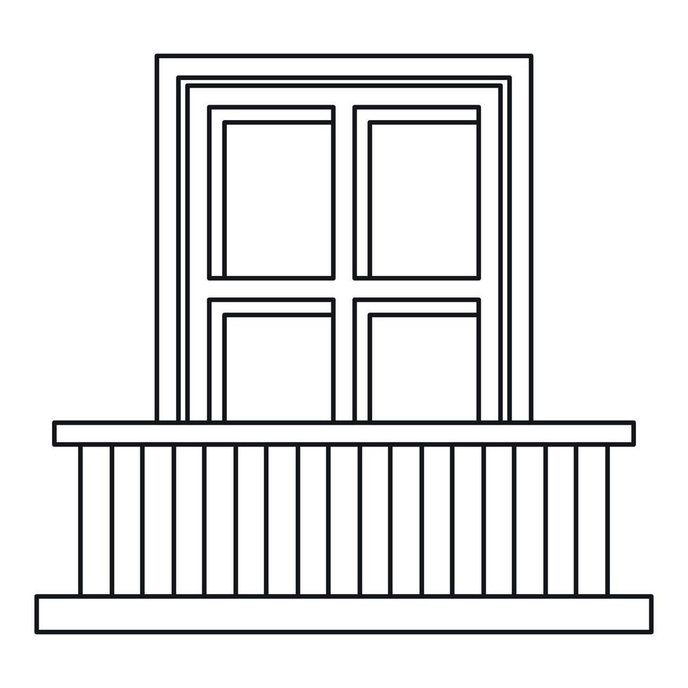 Classic balcony balustrade with window icon vector