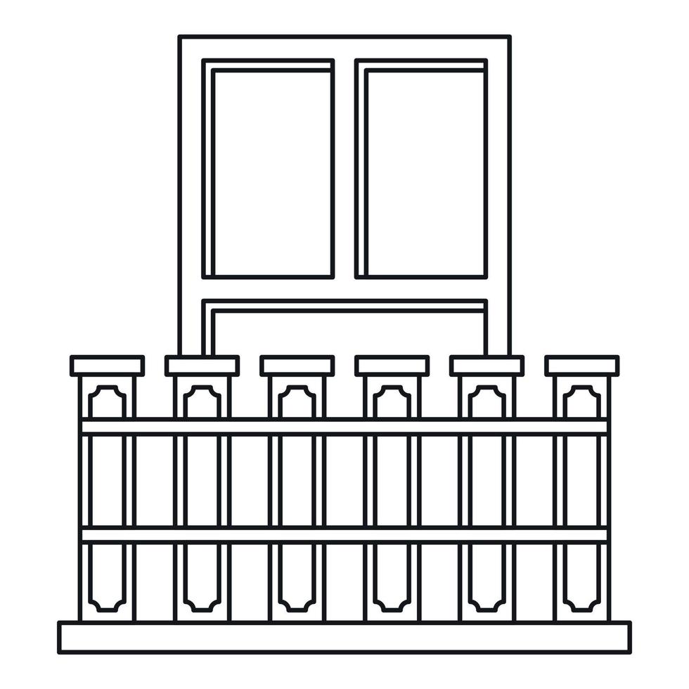 balcón con icono de barandilla de hierro, estilo de esquema vector