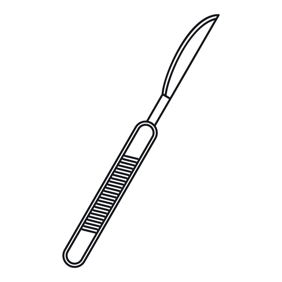 Stainless medical scalpel icon, outline style vector