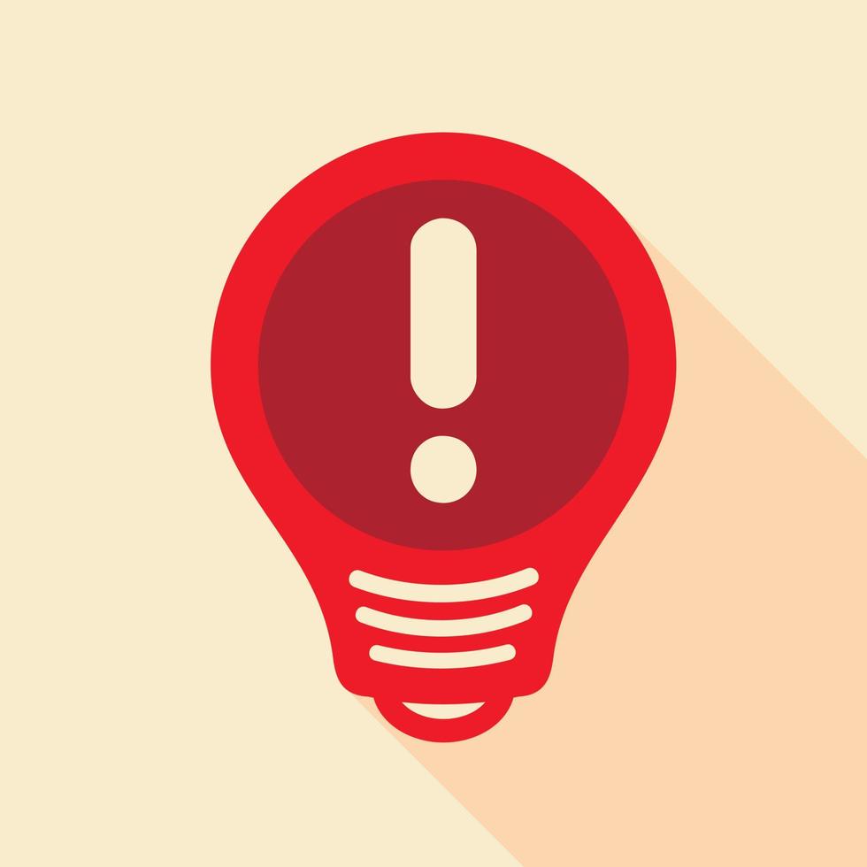 Red light bulb with exclamation mark inside icon vector