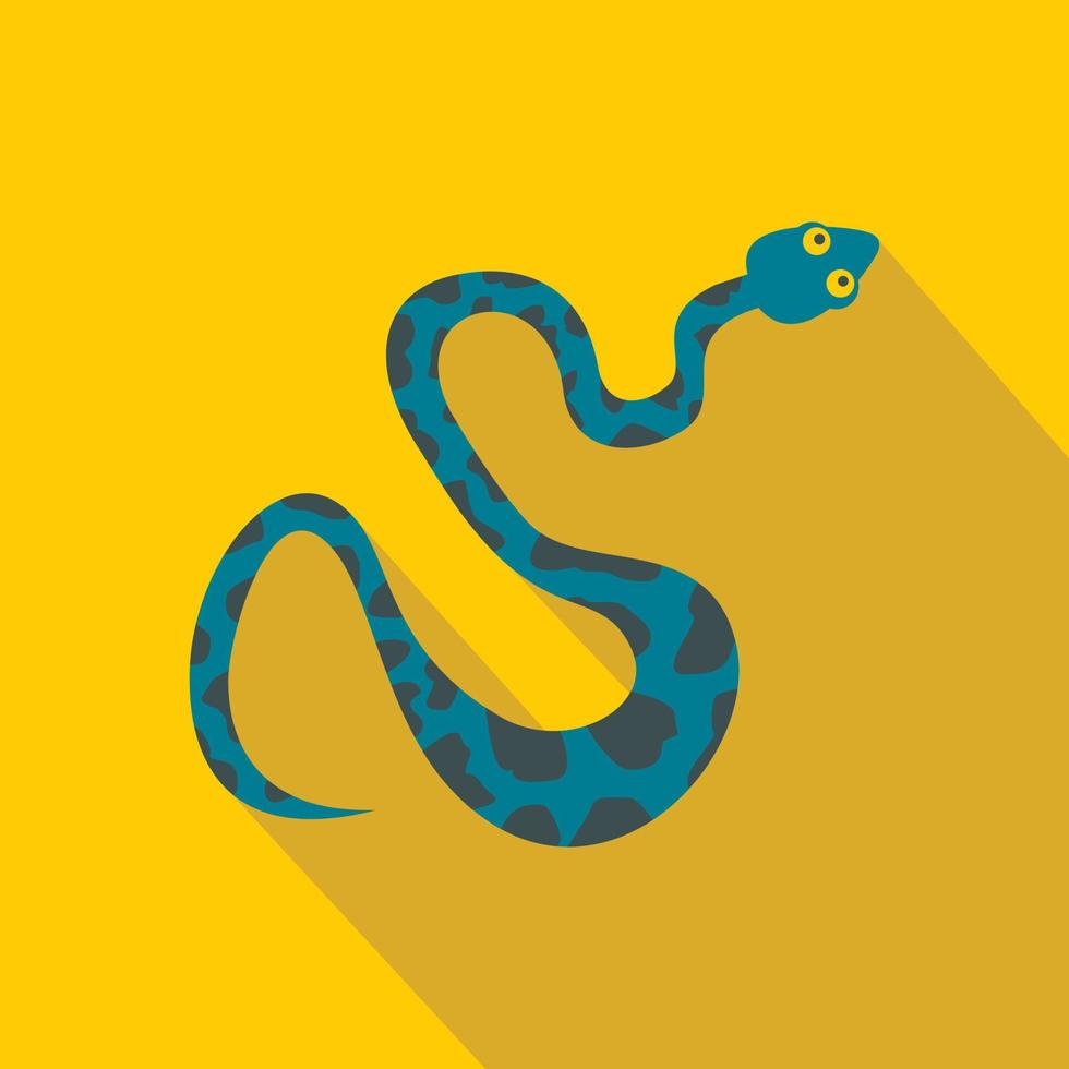 Blue snake with spots icon, flat style vector