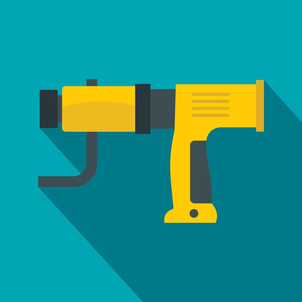 Yellow hand drill icon, flat style vector