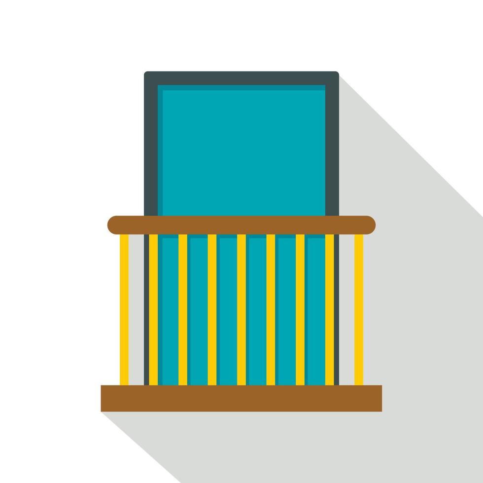 Balcony with yellow fencing icon, flat style vector