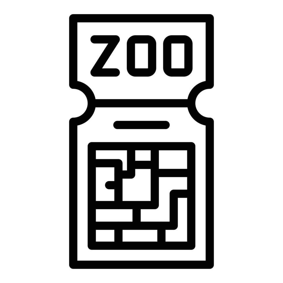 vector de contorno de icono de boleto de zoológico de animales. paso de la selva