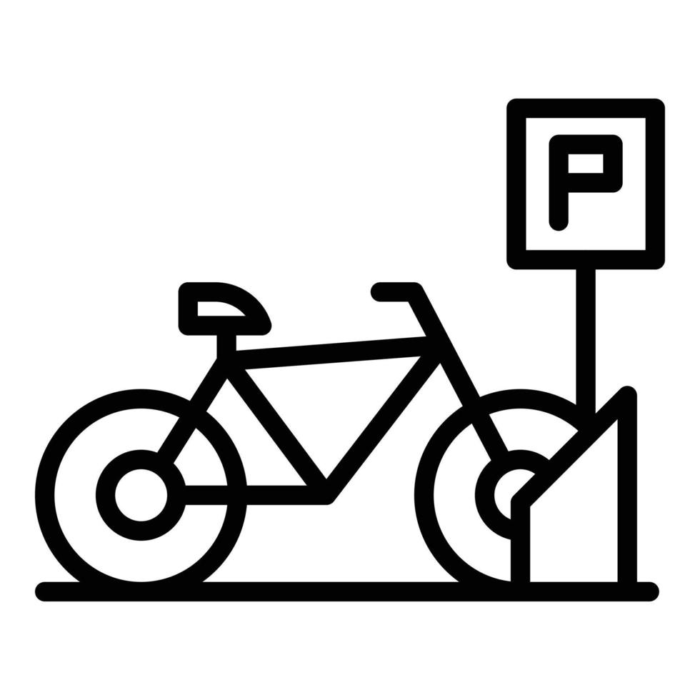 vector de contorno de icono de estacionamiento de bicicletas. parque de bicicletas