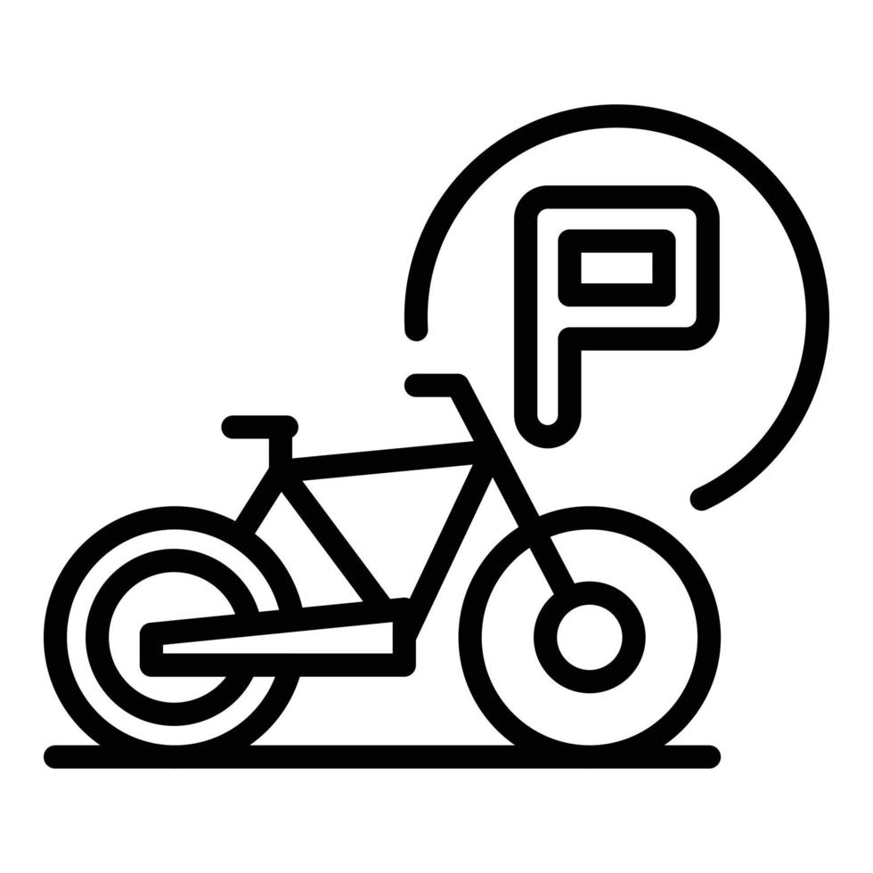 vector de contorno de icono de bicicleta de estacionamiento. lugar deportivo