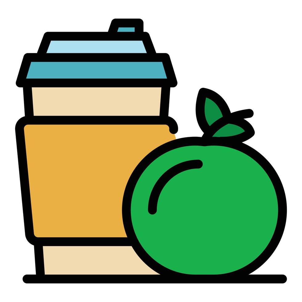 Fresh orange juice icon color outline vector
