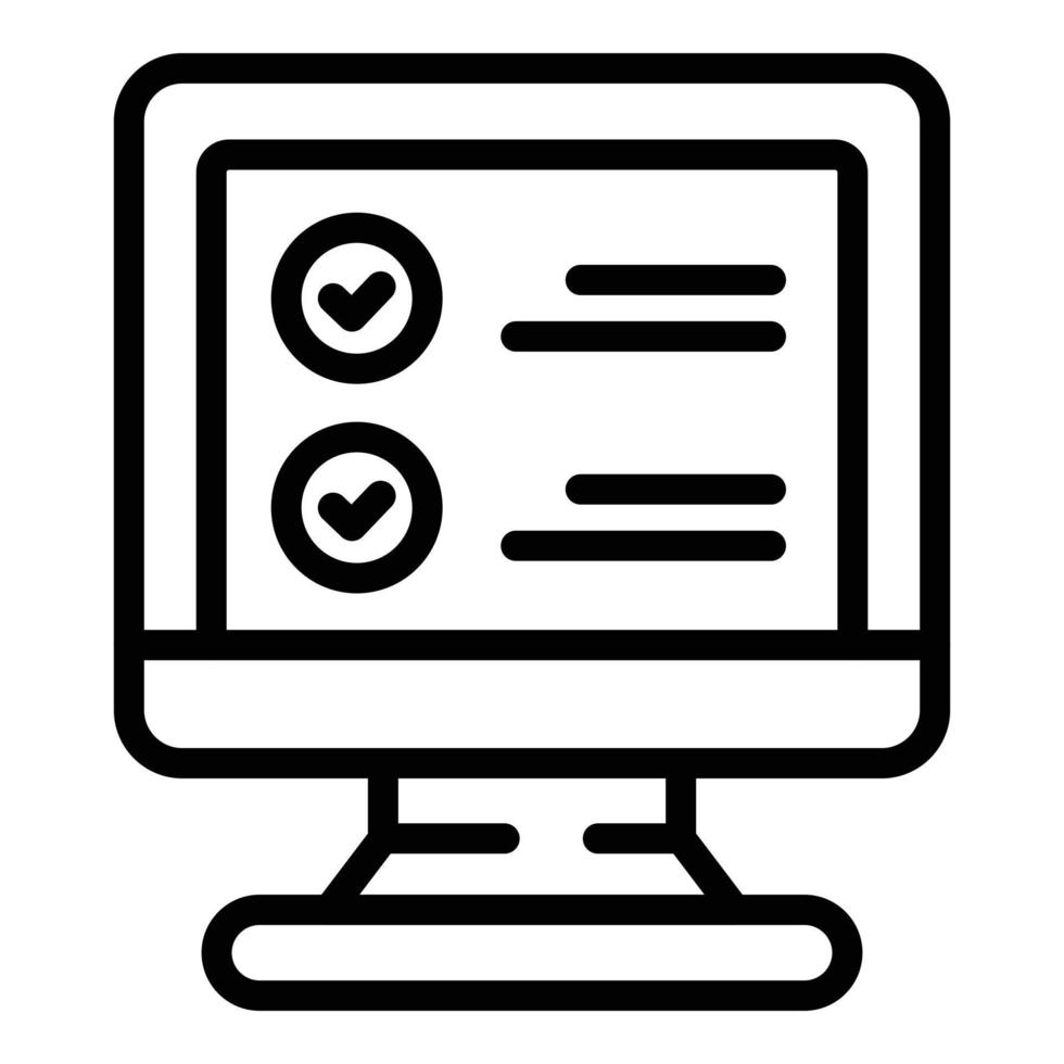 vector de contorno del icono del monitor de prueba pcr. corona de la salud