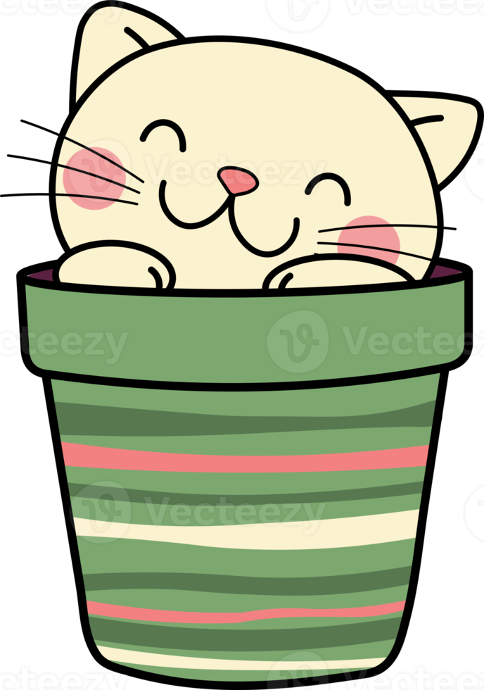 Kitty cat flower pot pet cute cat adorable png