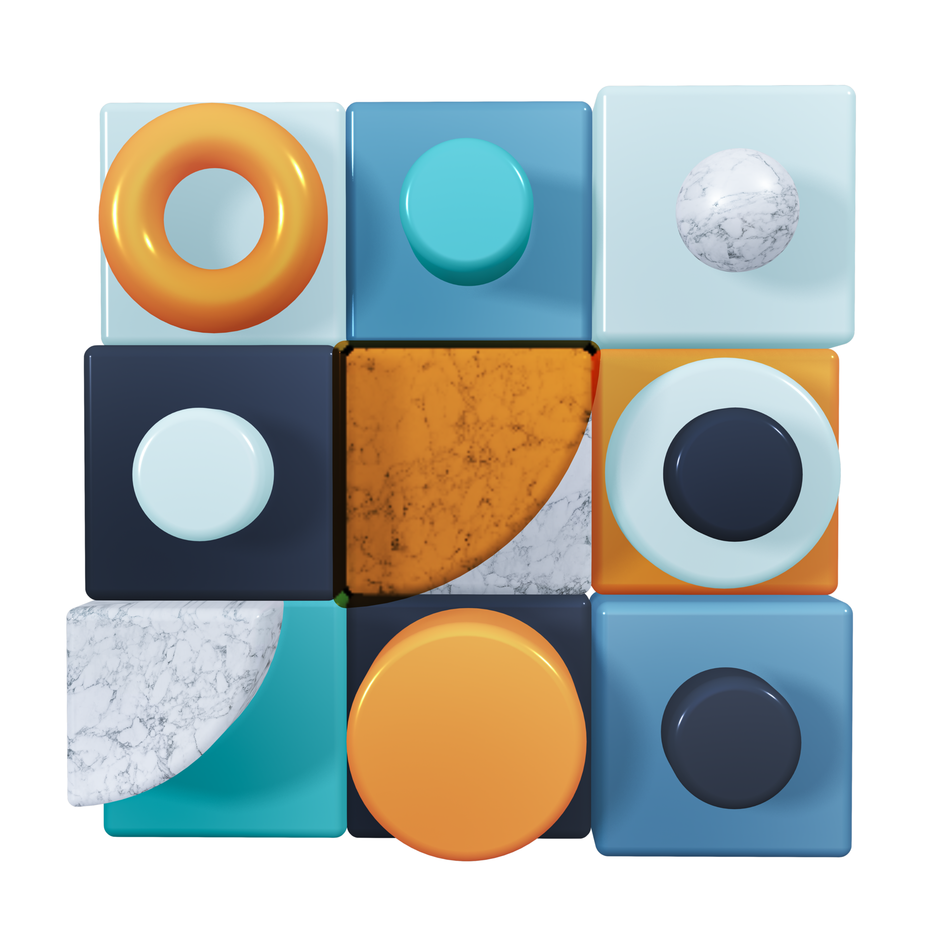 Abstract colorful mosaic transparent decorative object. Abstract 3d