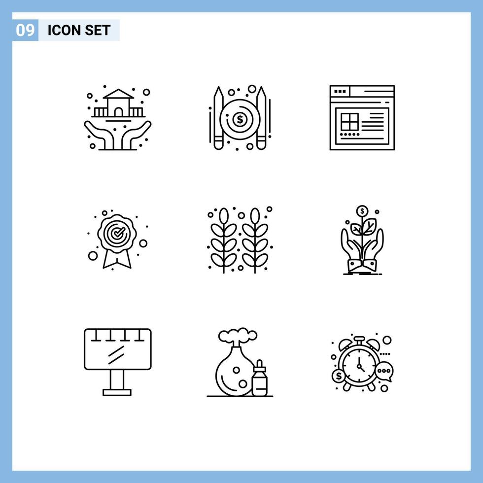 Modern Set of 9 Outlines and symbols such as grain autumn internet quality best quality Editable Vector Design Elements