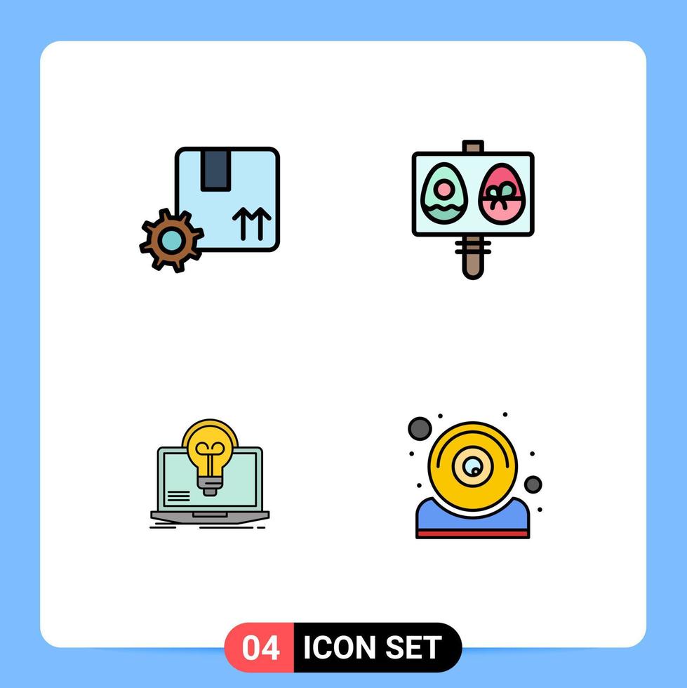 User Interface Pack of 4 Basic Filledline Flat Colors of branding success gear easter screen Editable Vector Design Elements