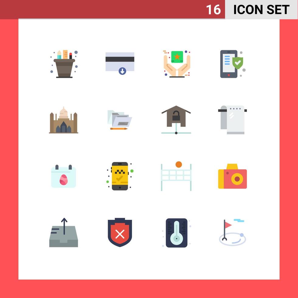 Modern Set of 16 Flat Colors and symbols such as bangladesh shield best quality security phone Editable Pack of Creative Vector Design Elements