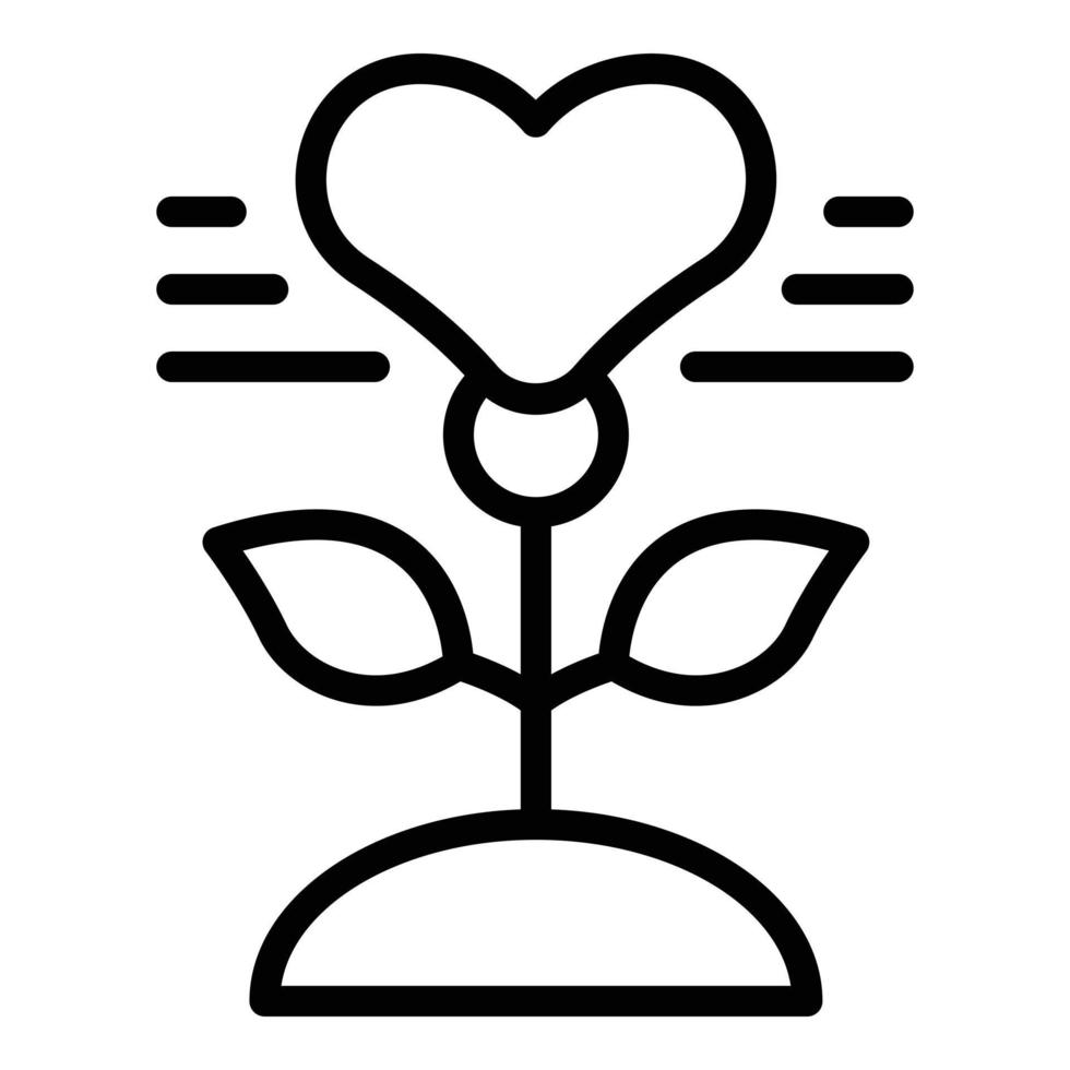 vector de contorno de icono de planta de caridad. apoyo voluntario