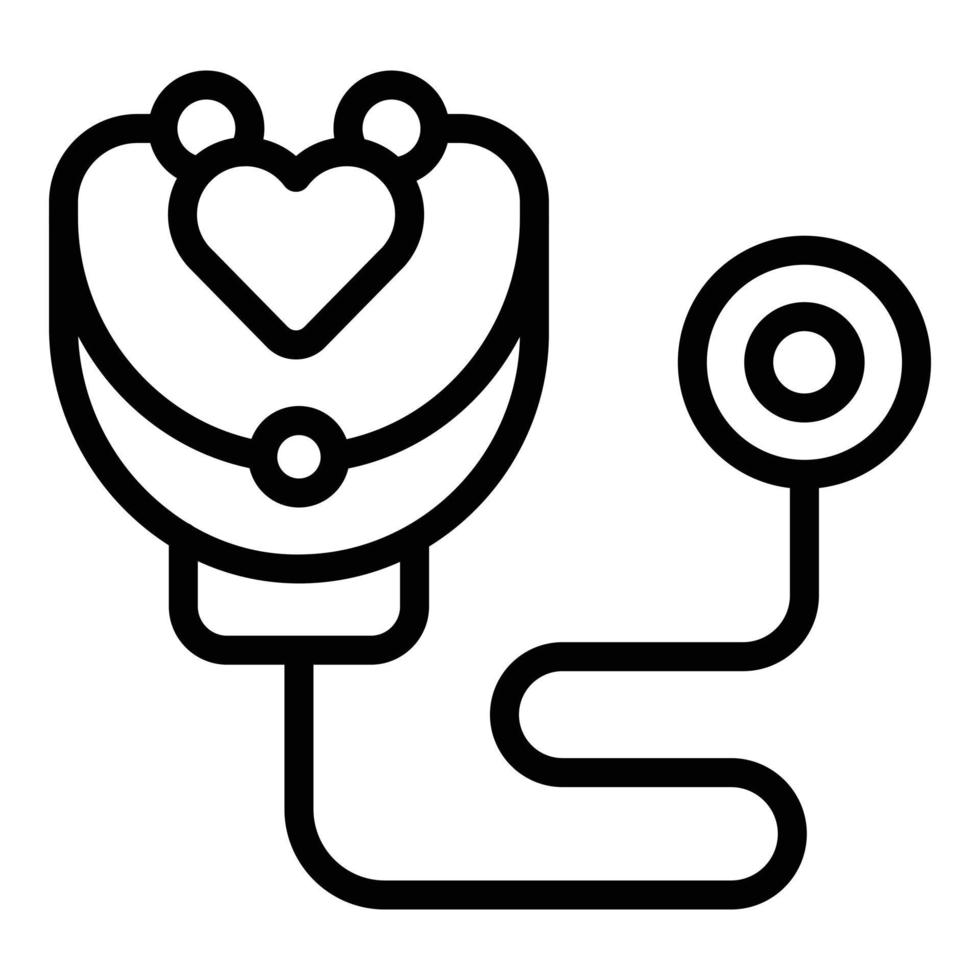 Heart stethoscope icon outline vector. Charity support vector