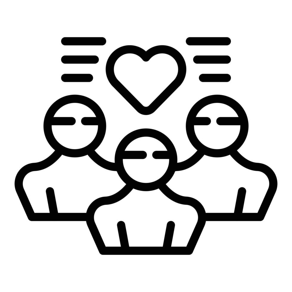 vector de contorno de icono de equipo social. voluntario de mano