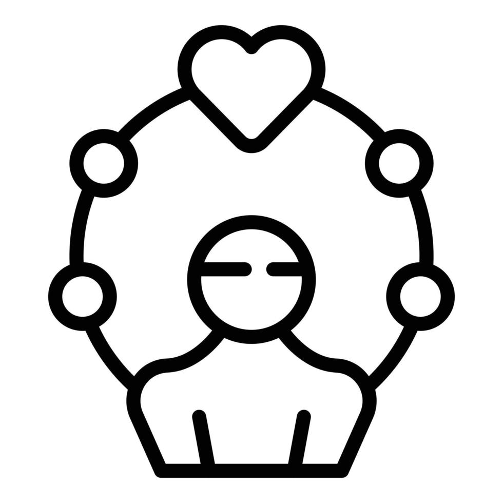 vector de contorno de icono de generosidad. amor de corazón