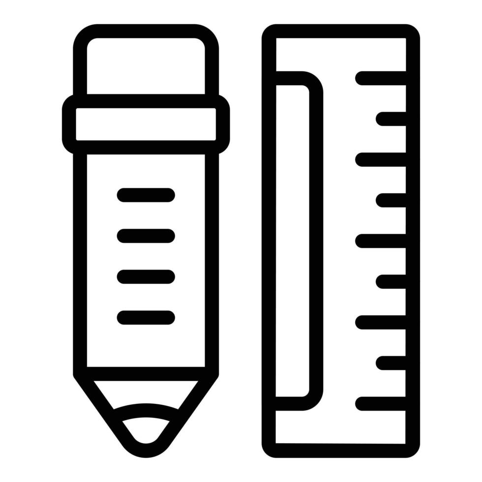 Remodeling pen ruler icon outline vector. Wall repair vector