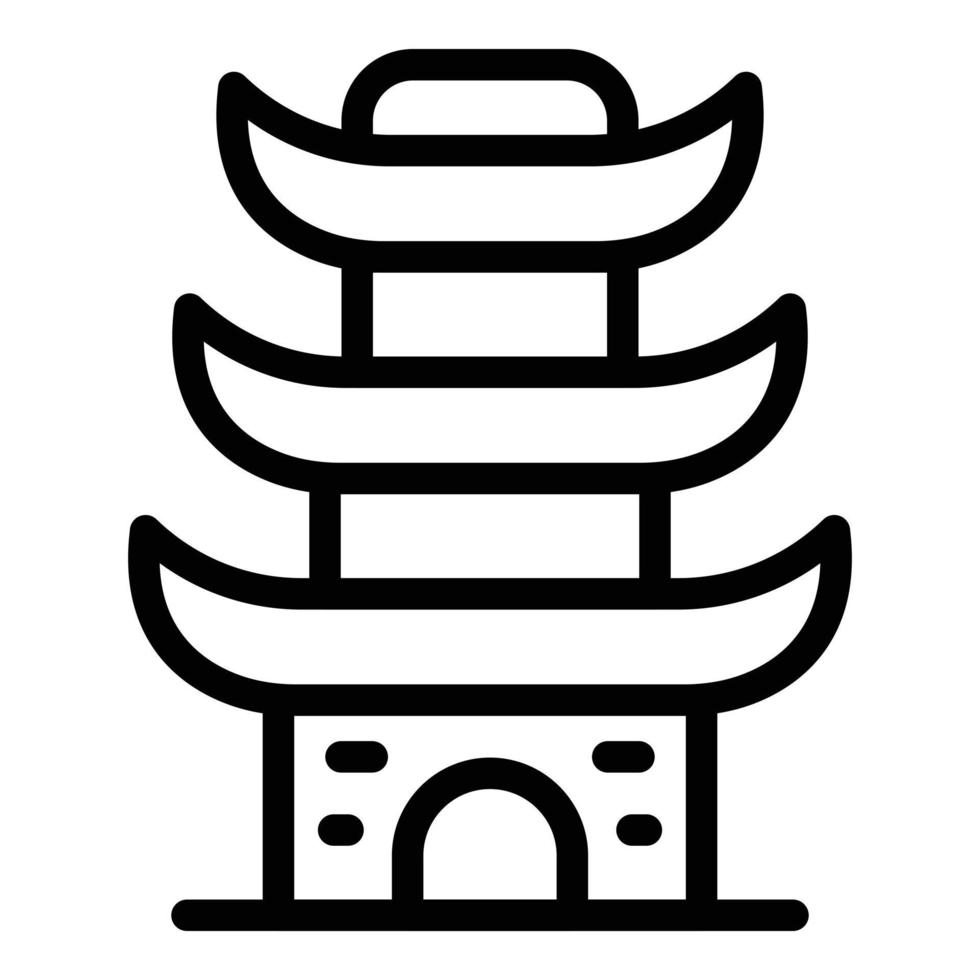 vector de contorno de icono de pagoda de ciudad. casa china